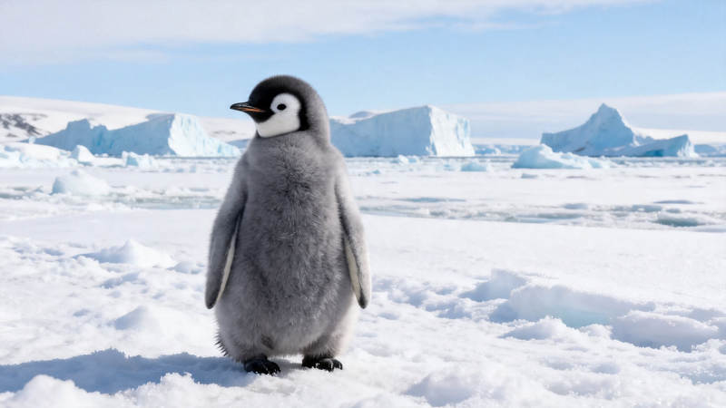 雪地上的小企鹅图片