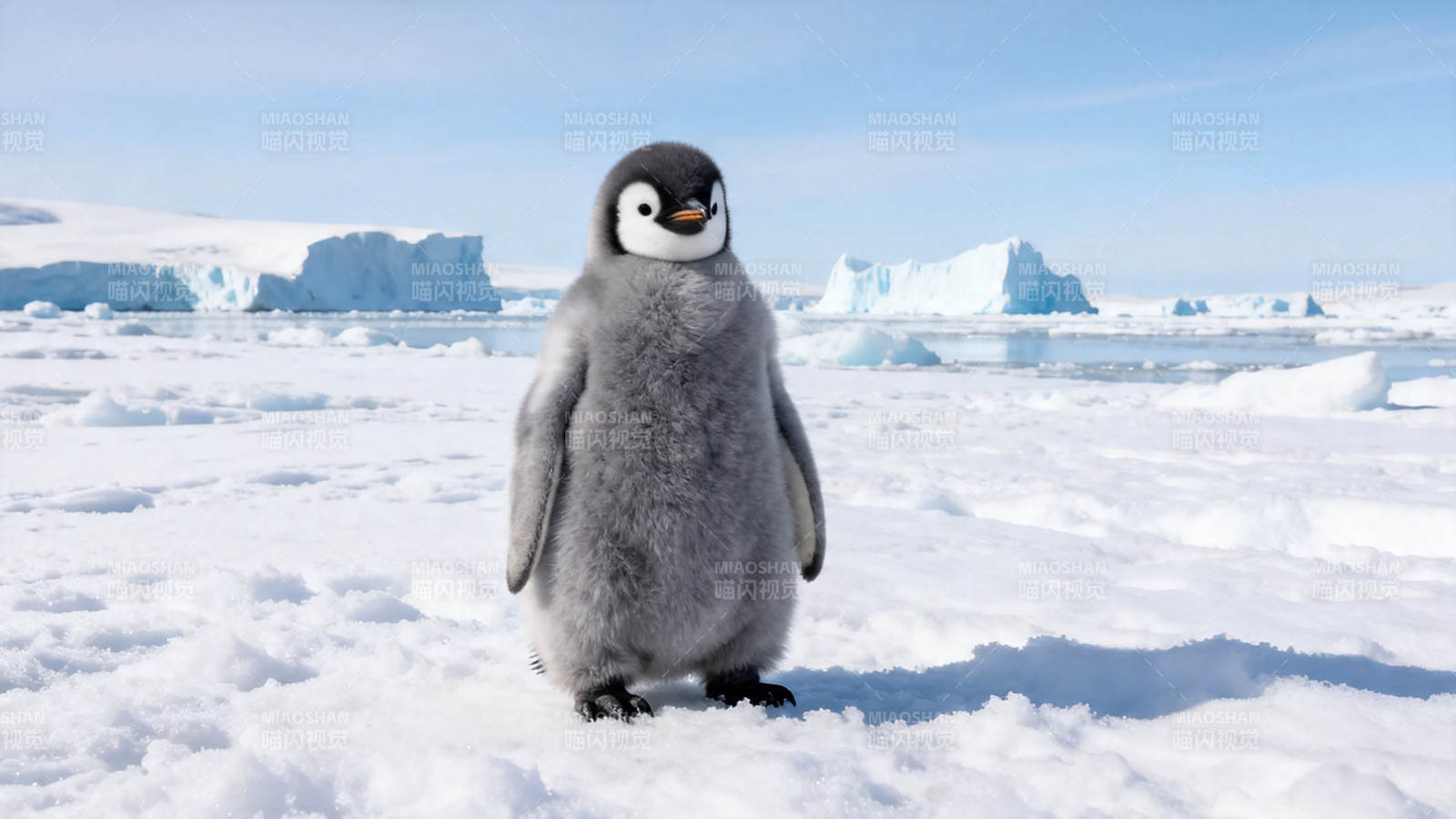 小企鹅雪地萌站图片
