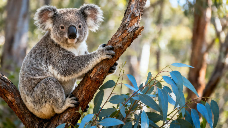 考拉抱树 萌态十足图片