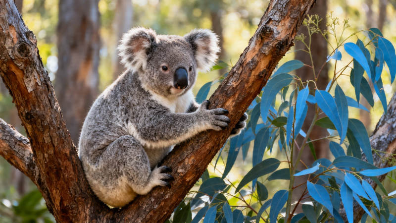 考拉抱树 萌态十足图片