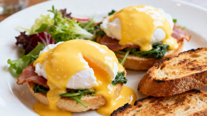 班尼迪克蛋配烤吐司沙拉图片