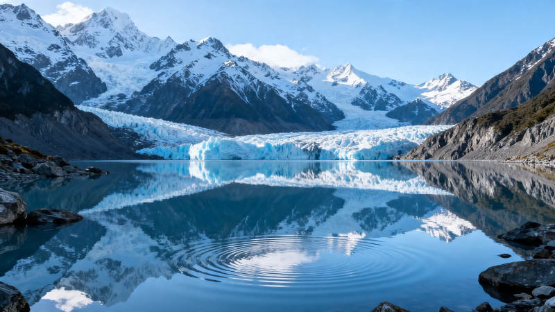 雪山冰川湖 倒影如画境图片