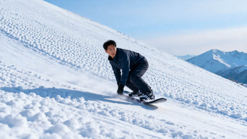 雪坡单板疾驰图片
