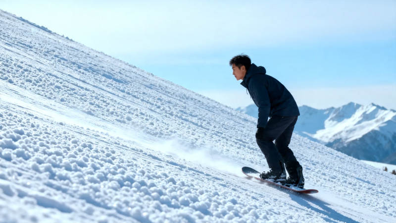 雪坡单板疾驰图片