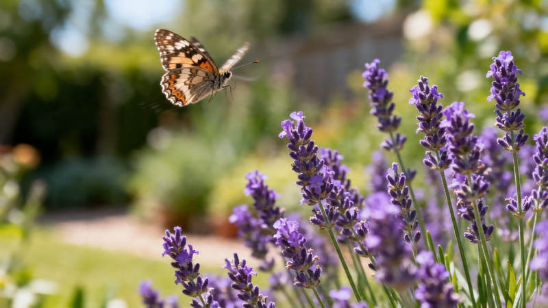 蝶舞薰衣草 夏日花园香图片
