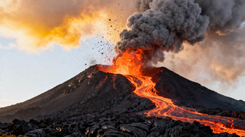 火山喷发 熔岩滚滚图片