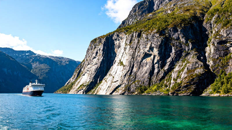 峡湾游轮 碧水青山间图片