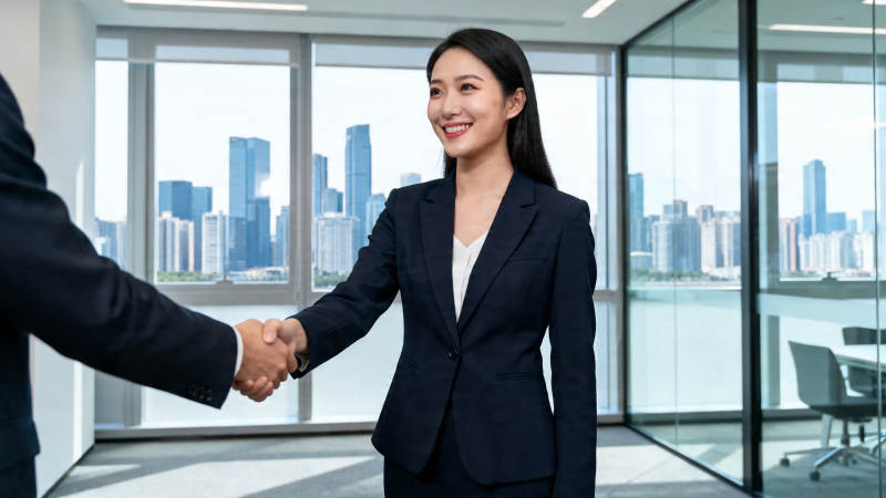 商务握手 城市背景下的合作瞬间图片