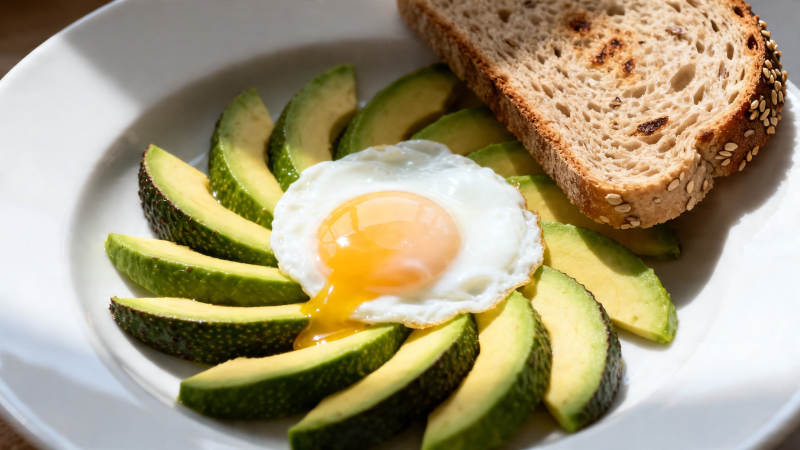 牛油果煎蛋配吐司早餐图片