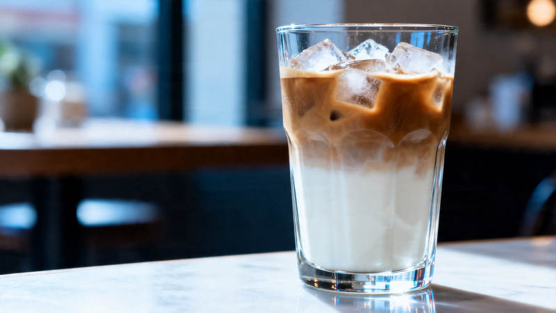 冰咖啡分层特写图片