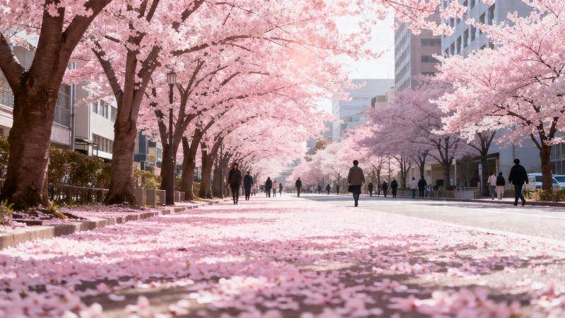 樱花大道 落英缤纷如雪图片