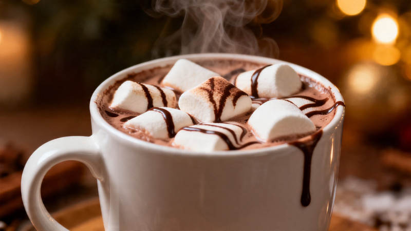 热巧克力配棉花糖 暖意融融图片