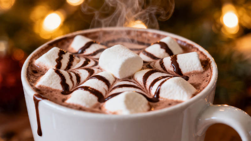 热巧克力配棉花糖 暖意融融图片