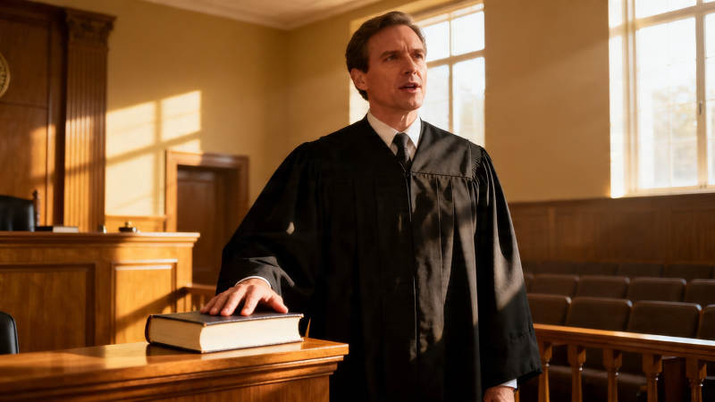 法官庭上庄严宣判图片