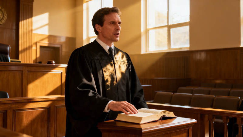 法庭上法官宣读判决书图片