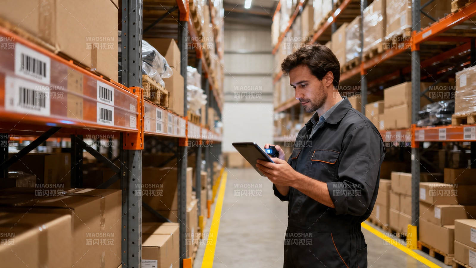 仓库员工手持平板查库存图片