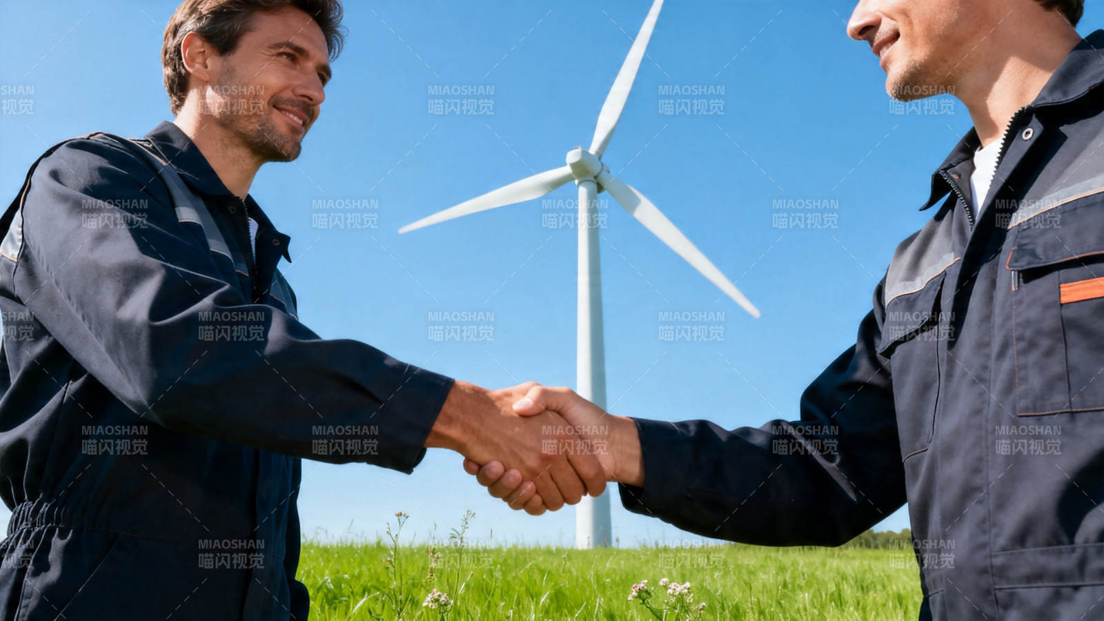 风电场握手合作图片