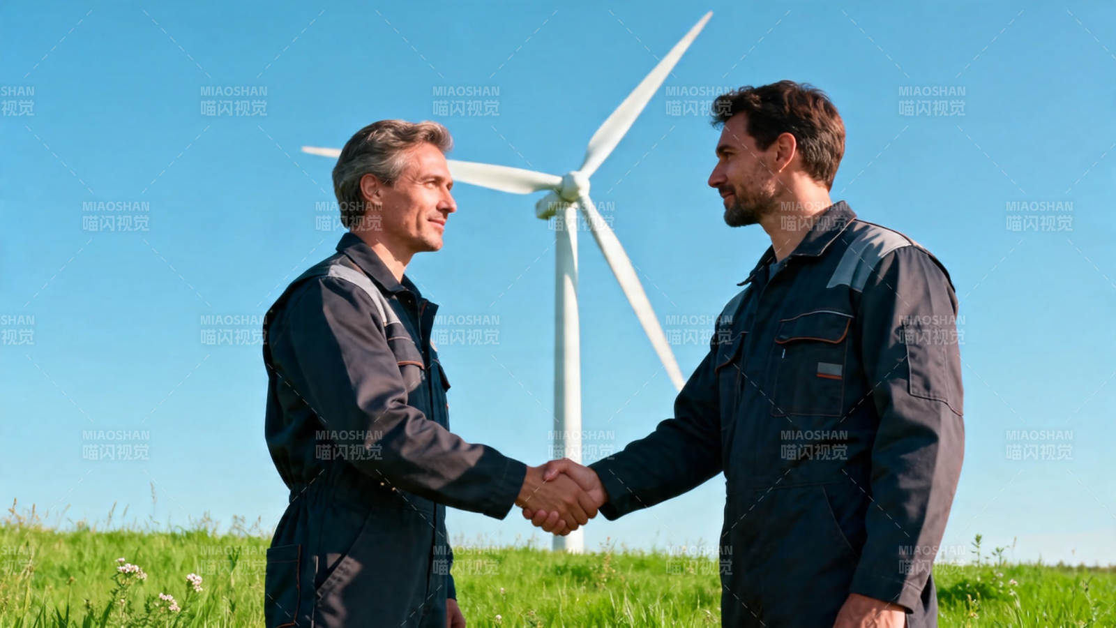风电场握手合作图片
