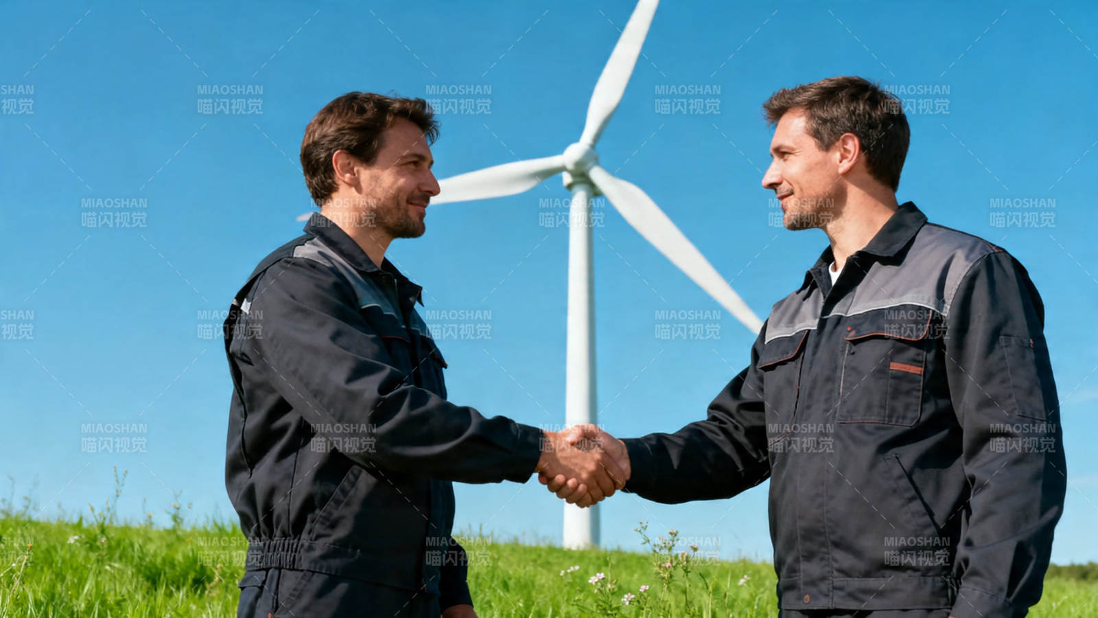 风电场握手合作图片