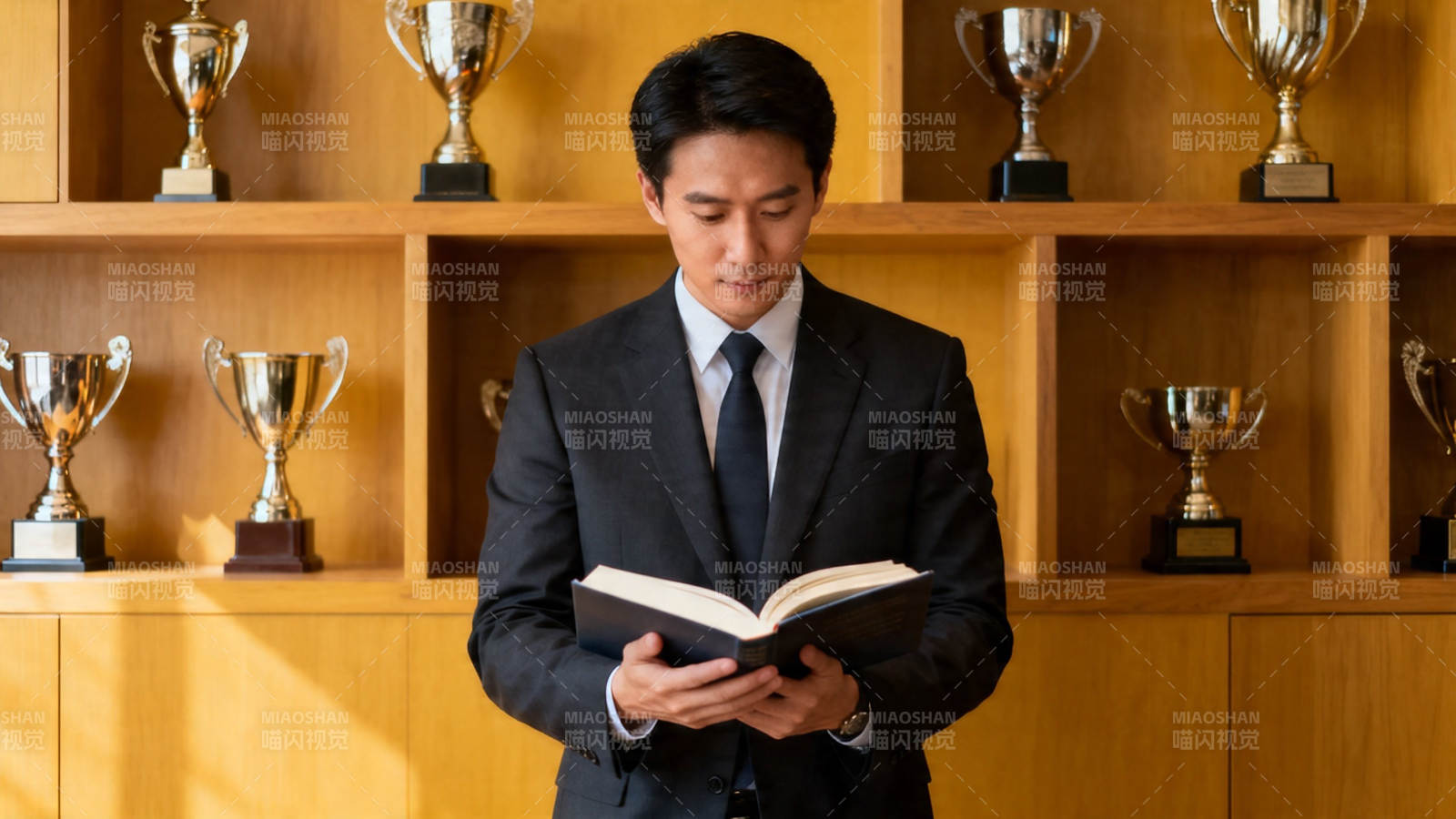 奖杯前的沉思者图片