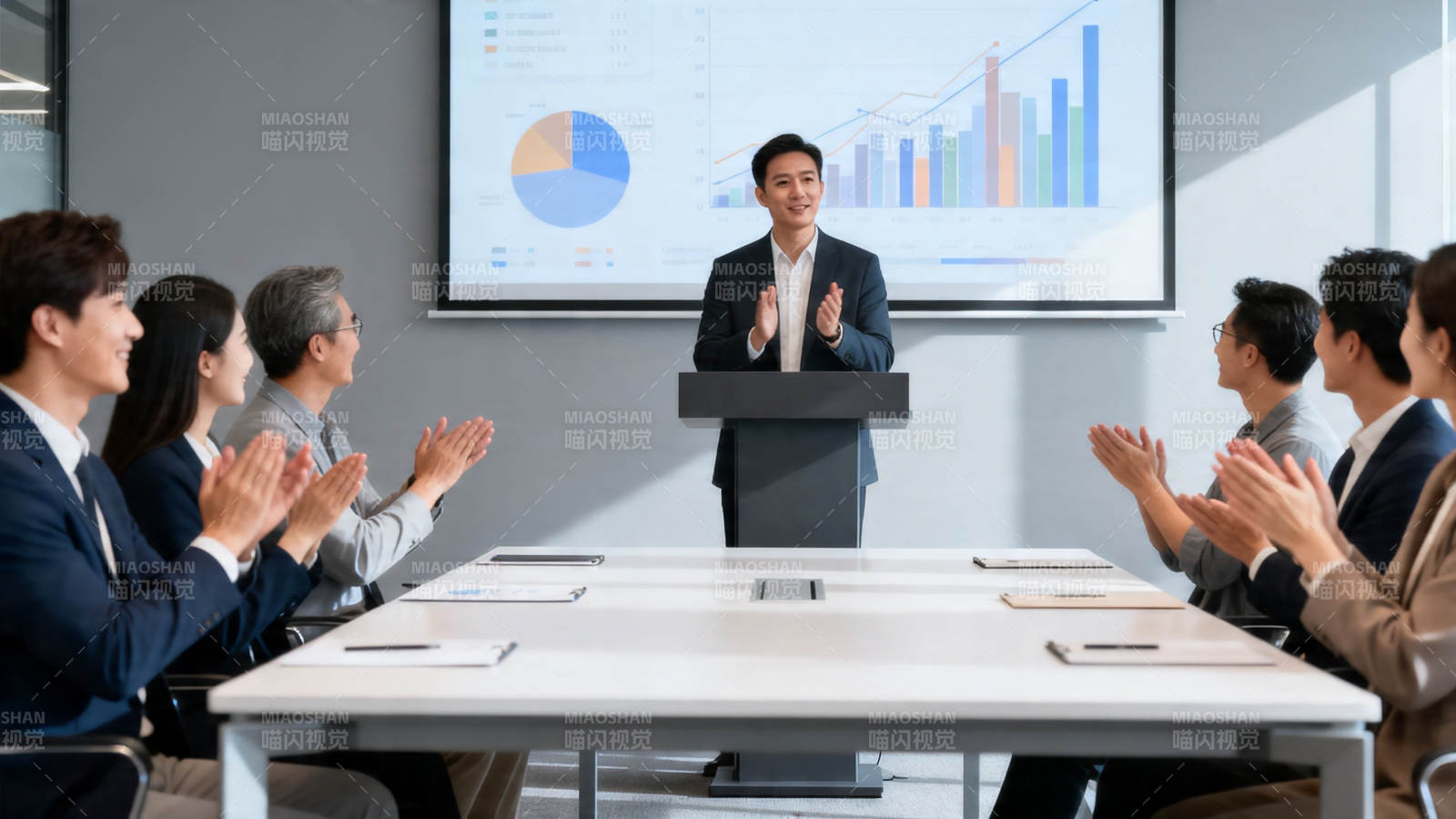 会议掌声热烈 演讲者自信满满图片