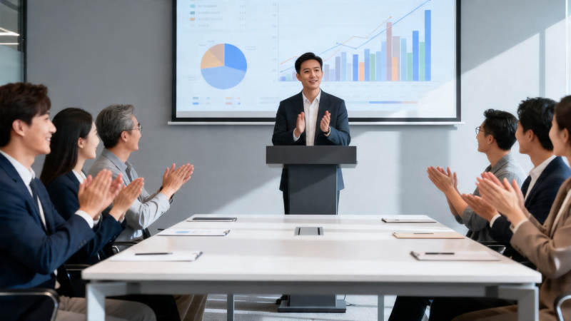 会议掌声热烈 演讲者自信满满图片