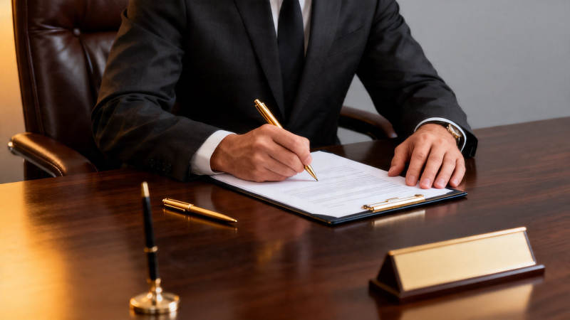 商务人士签署文件场景图片