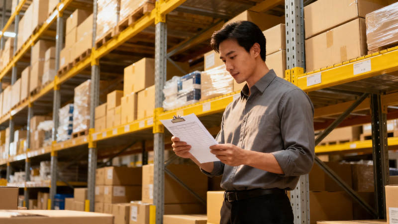 仓库管理员核对库存清单图片