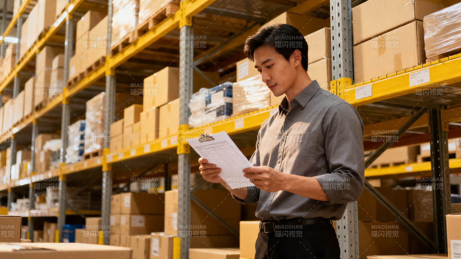 仓库管理员核对库存清单图片