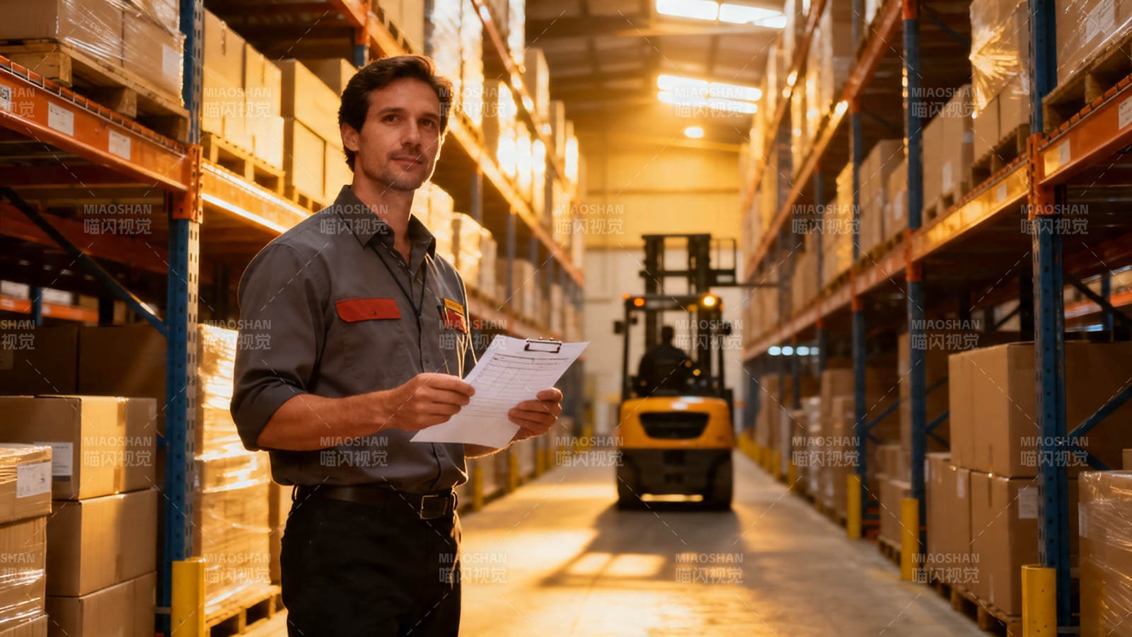 仓库管理员手持清单巡检图片