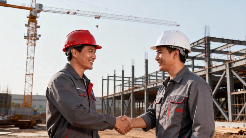 工地握手 合作共建未来图片