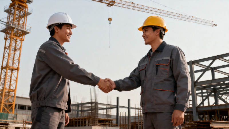 工地握手 合作达成图片