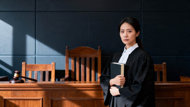 法庭女律师持书肃立图片