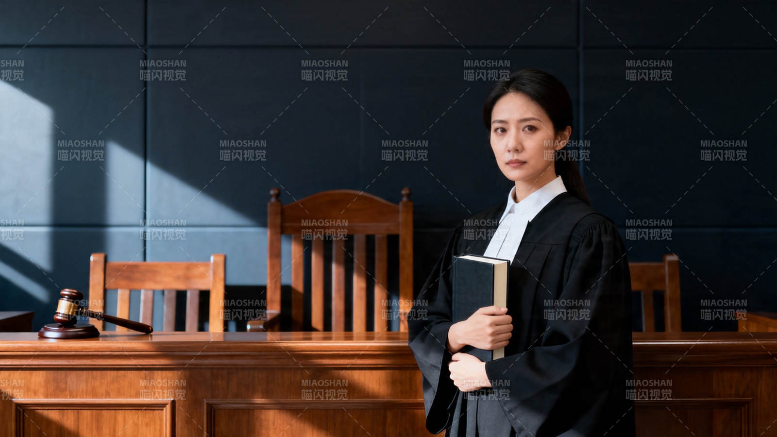 法庭女律师持书肃立图片