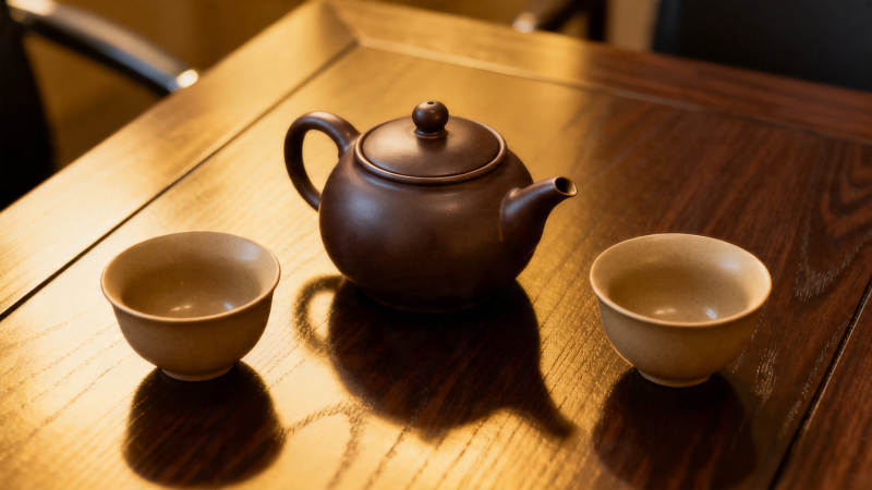 紫砂壶配双杯 茶韵悠然图片