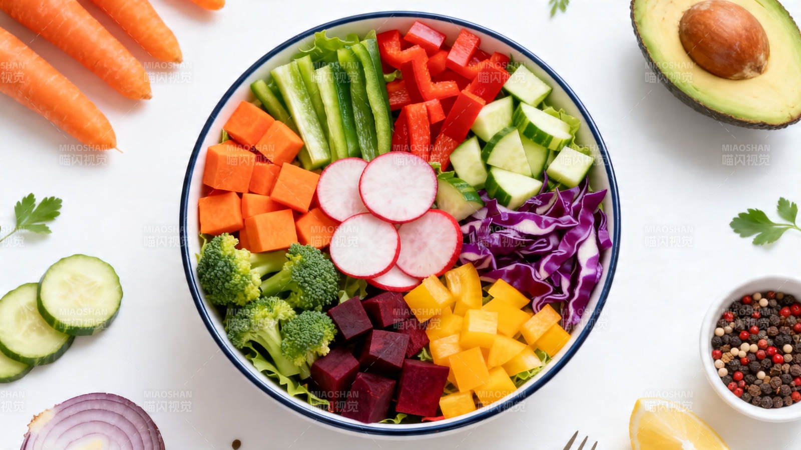 彩虹蔬菜碗 健康又美味图片