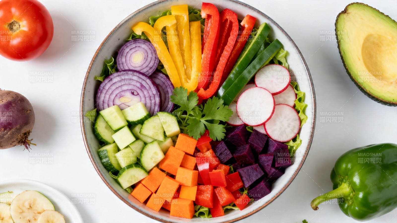 彩虹沙拉碗 新鲜蔬果盛宴图片