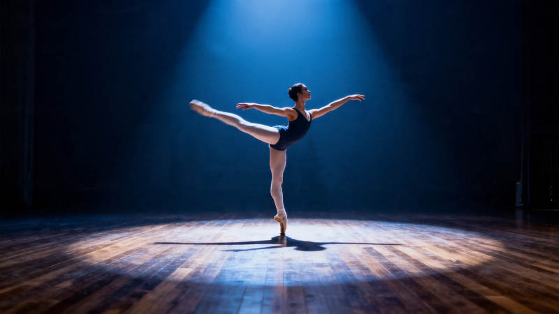 聚光灯下的芭蕾舞者图片