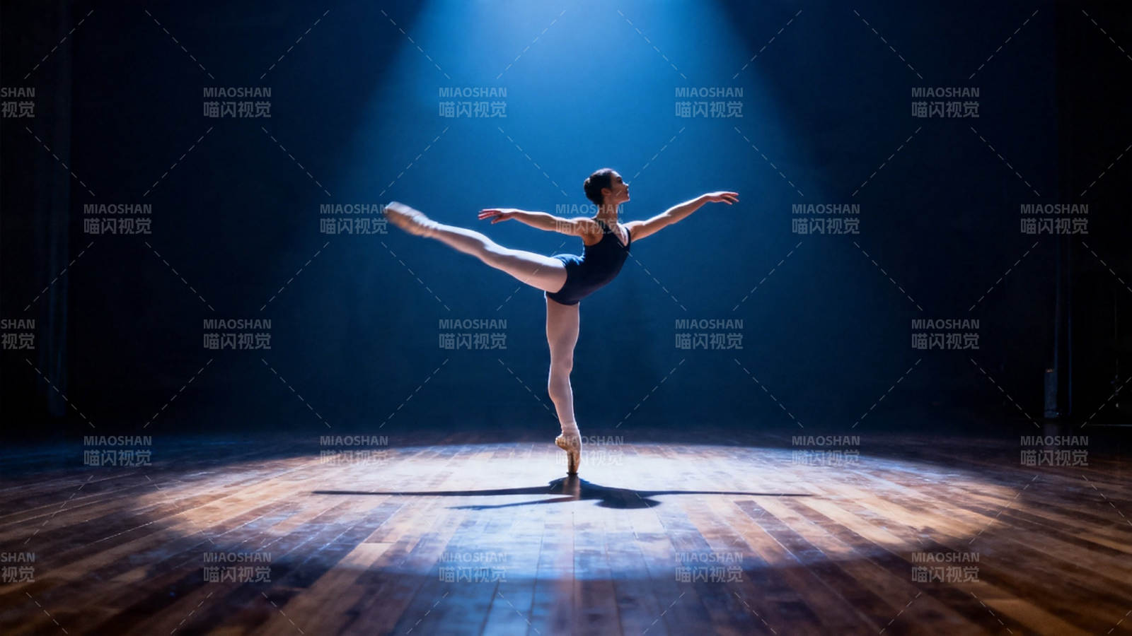 聚光灯下的芭蕾舞者图片