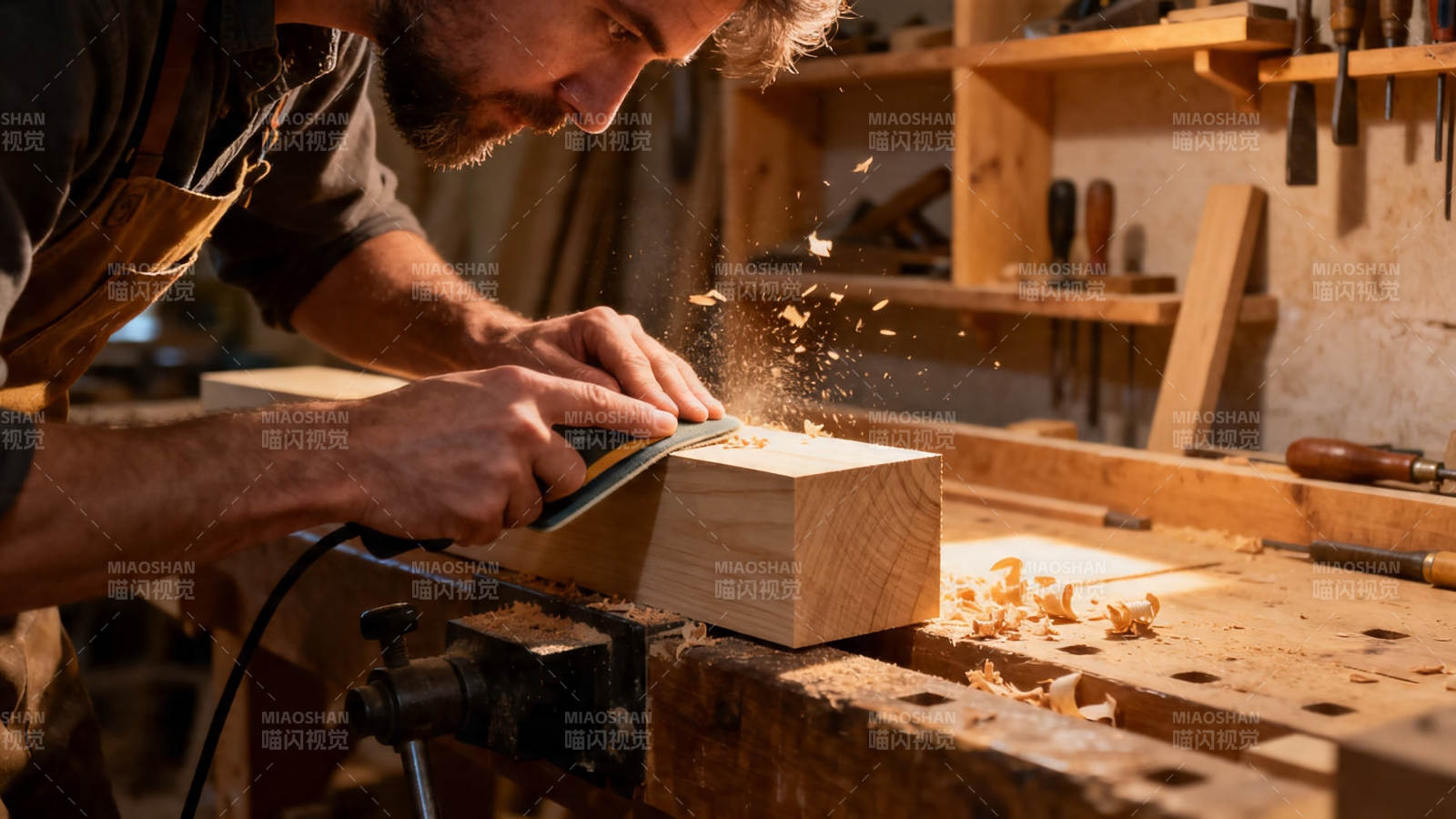 木工刨木 木屑飞舞图片