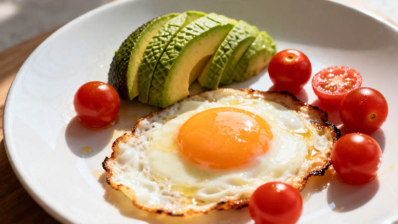 牛油果煎蛋配小番茄图片