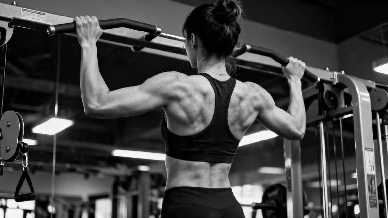 女子健身房引体向上训练图片