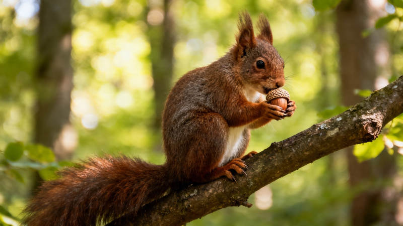 松鼠抱果坐枝头图片