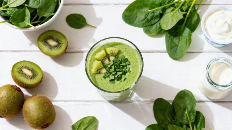 奇异果菠菜奶昔图片