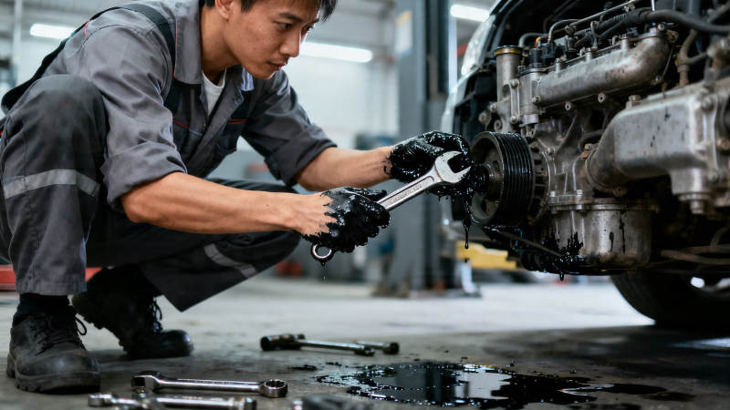 汽修工专注修车图片