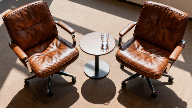 双皮椅配小圆桌 阳光洒落图片