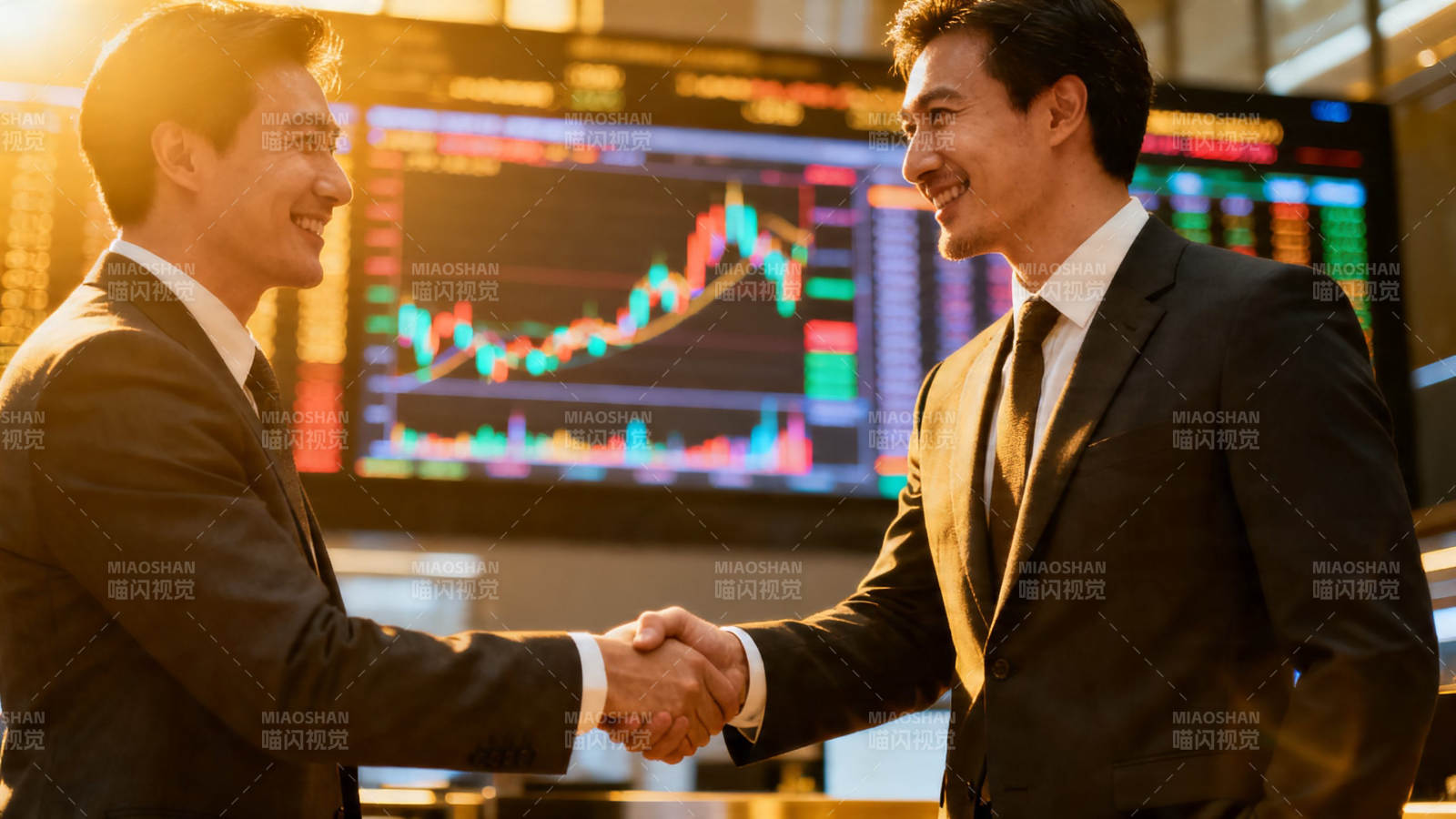 股市双赢握手时刻图片