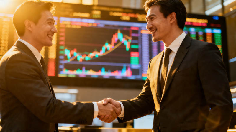 股市双赢握手时刻图片