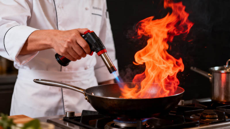 厨师喷枪火焰烹饪图片