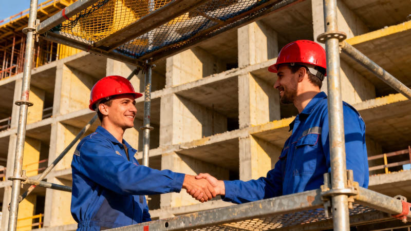 工地握手 合作达成图片